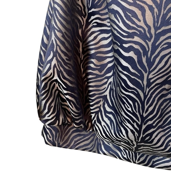 Vtg Cache Zebra Animal Print Strapless Bubble Mini Dress Dark Navy Blue Size 4 - Picture 4 of 8